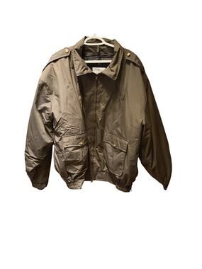 Flying Cross 59139WP Brown Jacket Zip Up Police Work Coat w/ Liner Brass Buttons
